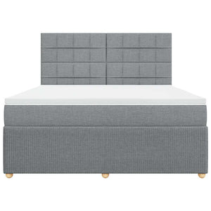 Κρεβάτι Boxspring με Στρώμα Ανοιχτό Γκρι 180x200 εκ. Υφασμάτινο - Pakobazaar