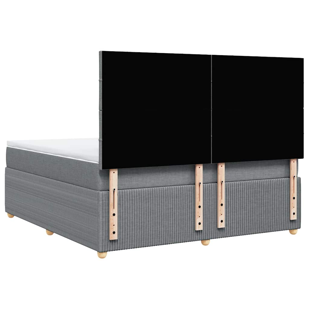 Κρεβάτι Boxspring με Στρώμα Ανοιχτό Γκρι 180x200 εκ. Υφασμάτινο - Pakobazaar