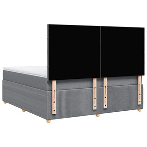 Κρεβάτι Boxspring με Στρώμα Ανοιχτό Γκρι 180x200 εκ. Υφασμάτινο - Pakobazaar