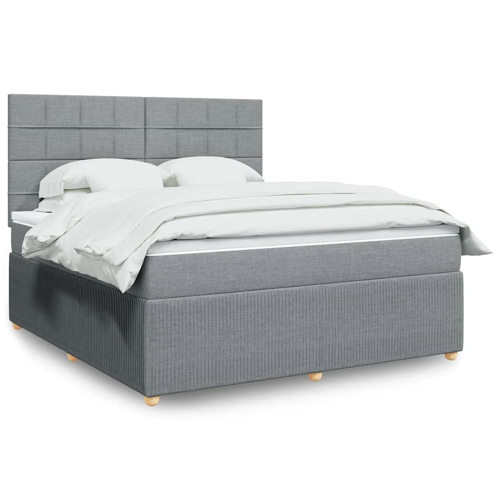 Κρεβάτι Boxspring με Στρώμα Ανοιχτό Γκρι 180x200 εκ. Υφασμάτινο - Pakobazaar