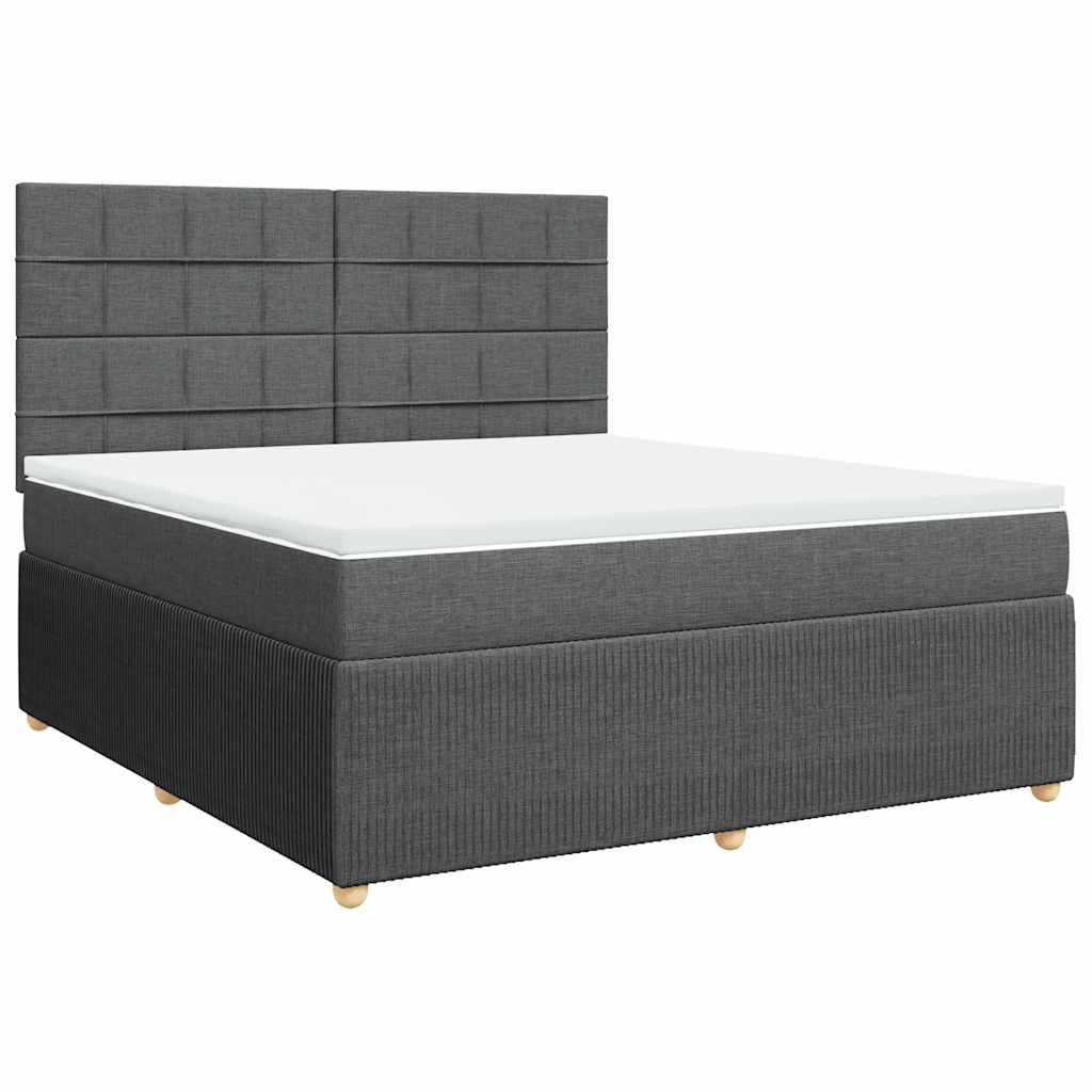 Κρεβάτι Boxspring με Στρώμα Σκούρο Γκρι 180x200 εκ Υφασμάτιν - Pakobazaar