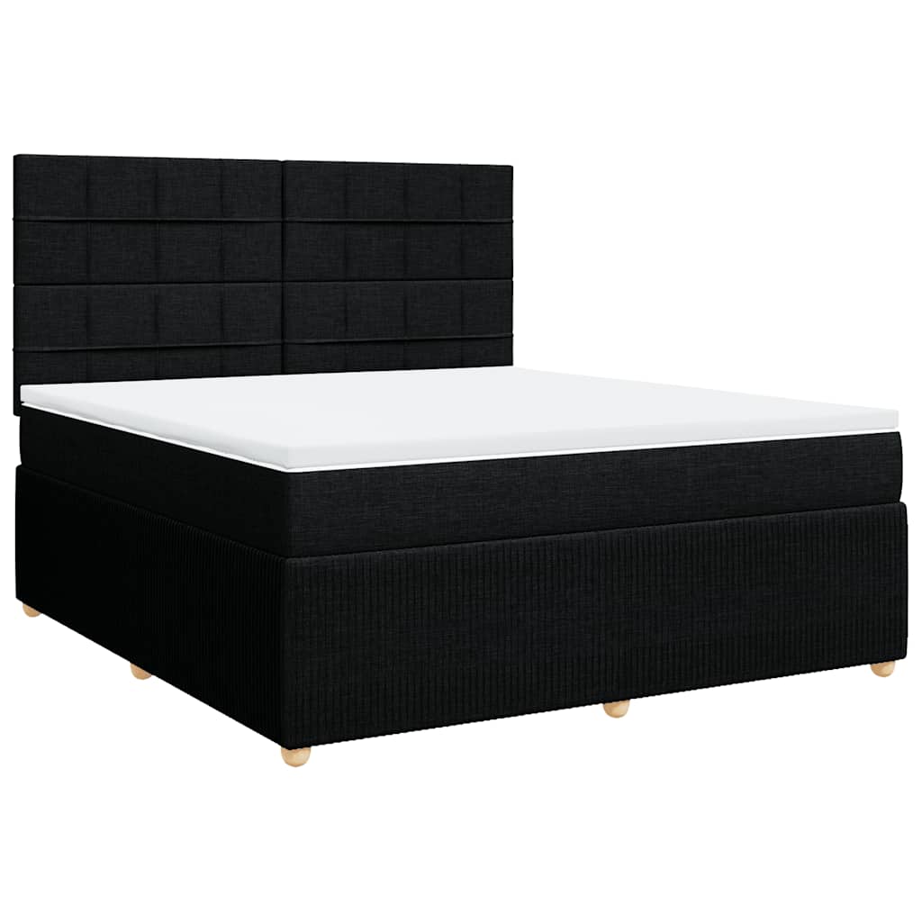 Κρεβάτι Boxspring με Στρώμα Μαύρο 180x200 εκ. Υφασμάτινο - Pakobazaar