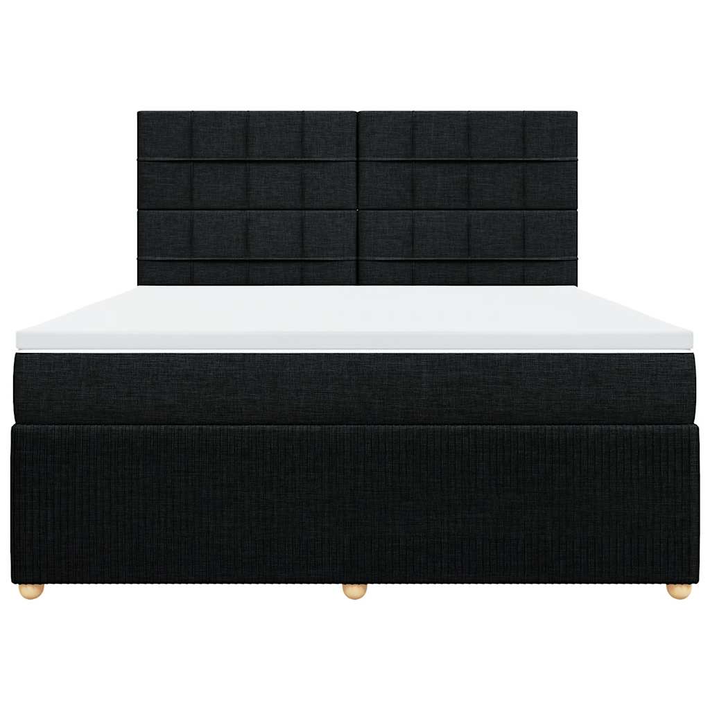 Κρεβάτι Boxspring με Στρώμα Μαύρο 180x200 εκ. Υφασμάτινο - Pakobazaar