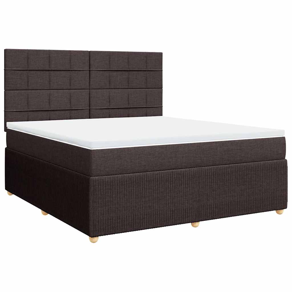 Κρεβάτι Boxspring με Στρώμα Σκούρο Καφέ 180x200 εκ Υφασμάτινο - Pakobazaar