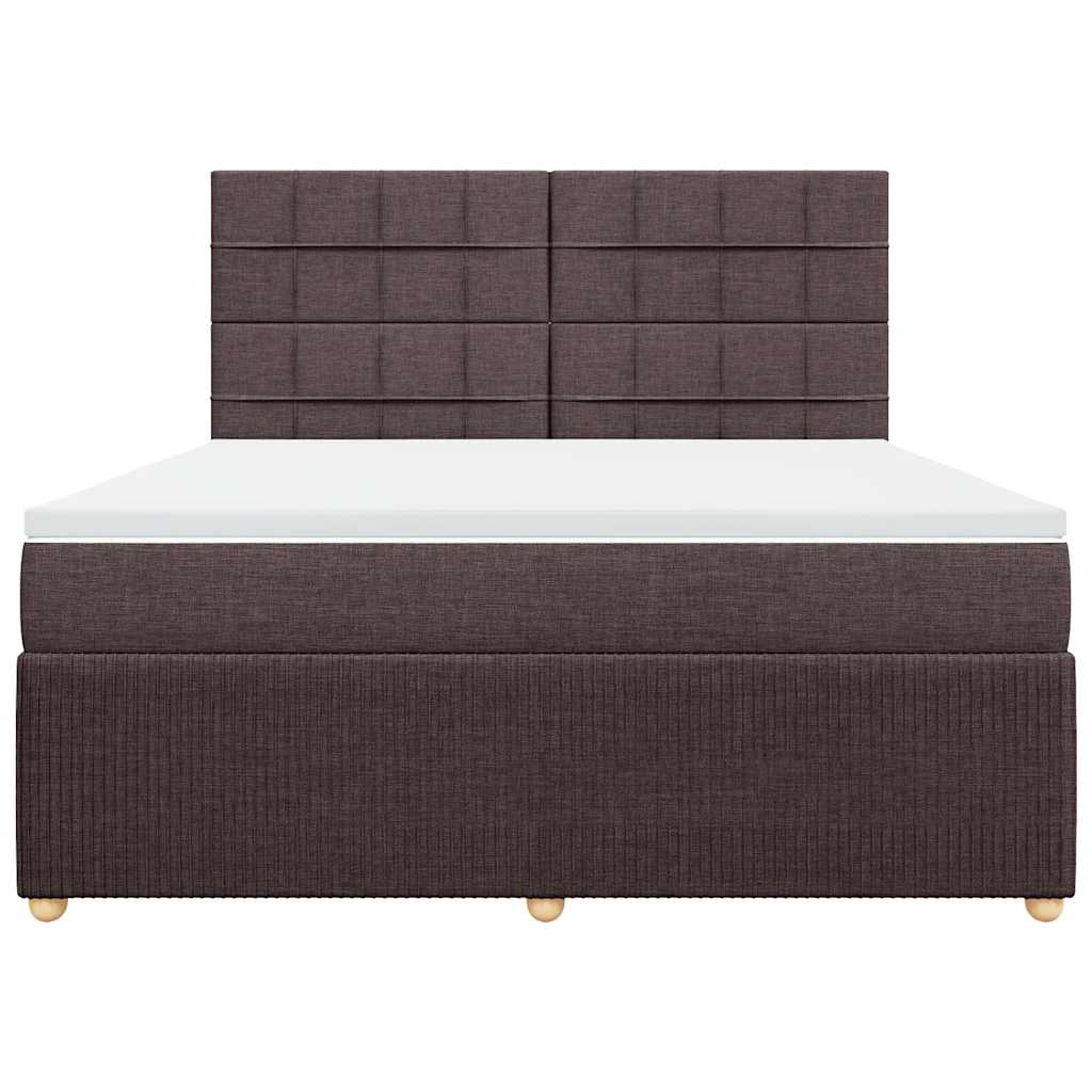 Κρεβάτι Boxspring με Στρώμα Σκούρο Καφέ 180x200 εκ Υφασμάτινο - Pakobazaar
