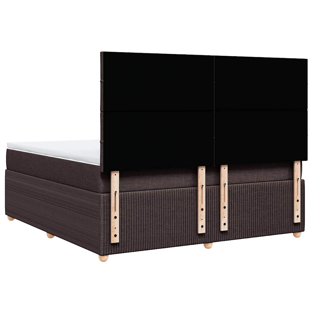 Κρεβάτι Boxspring με Στρώμα Σκούρο Καφέ 180x200 εκ Υφασμάτινο - Pakobazaar