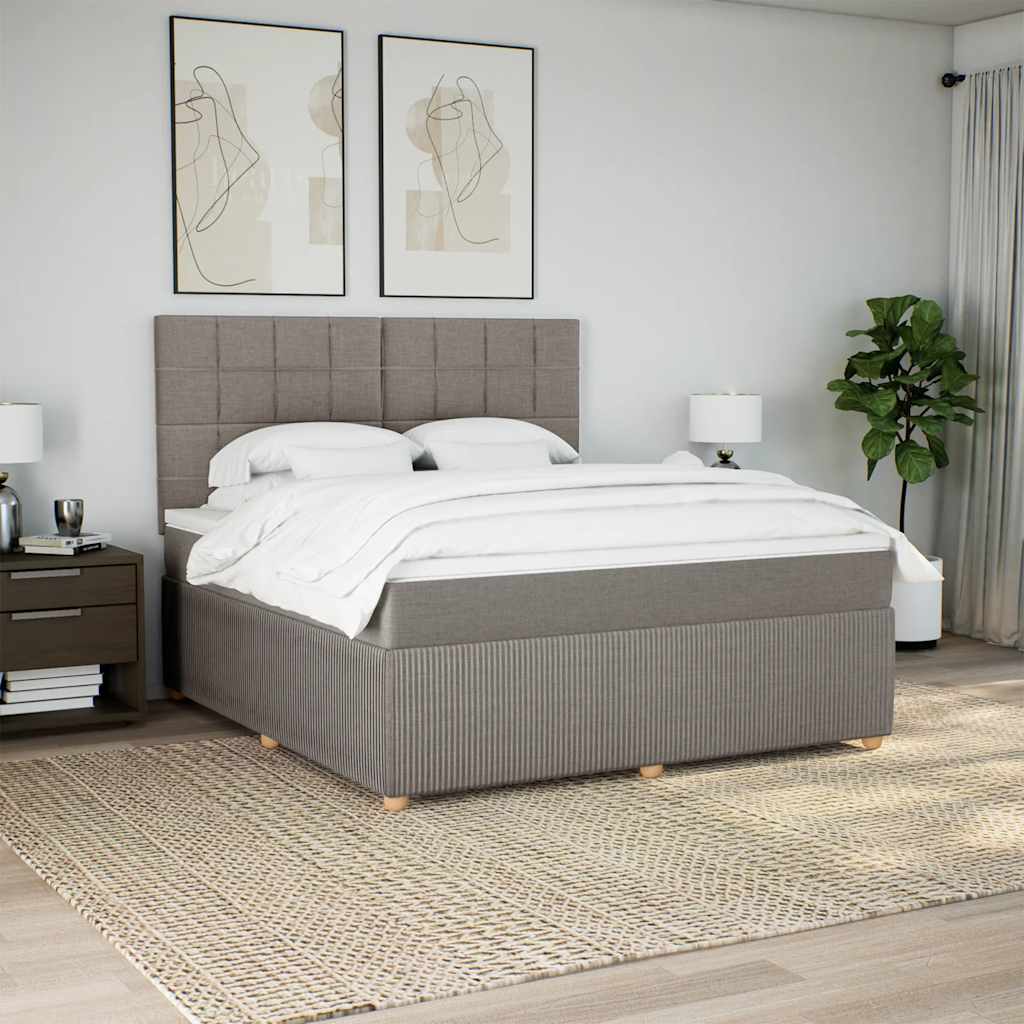 Κρεβάτι Boxspring με Στρώμα Taupe 180x200 εκ. Υφασμάτινο - Pakobazaar