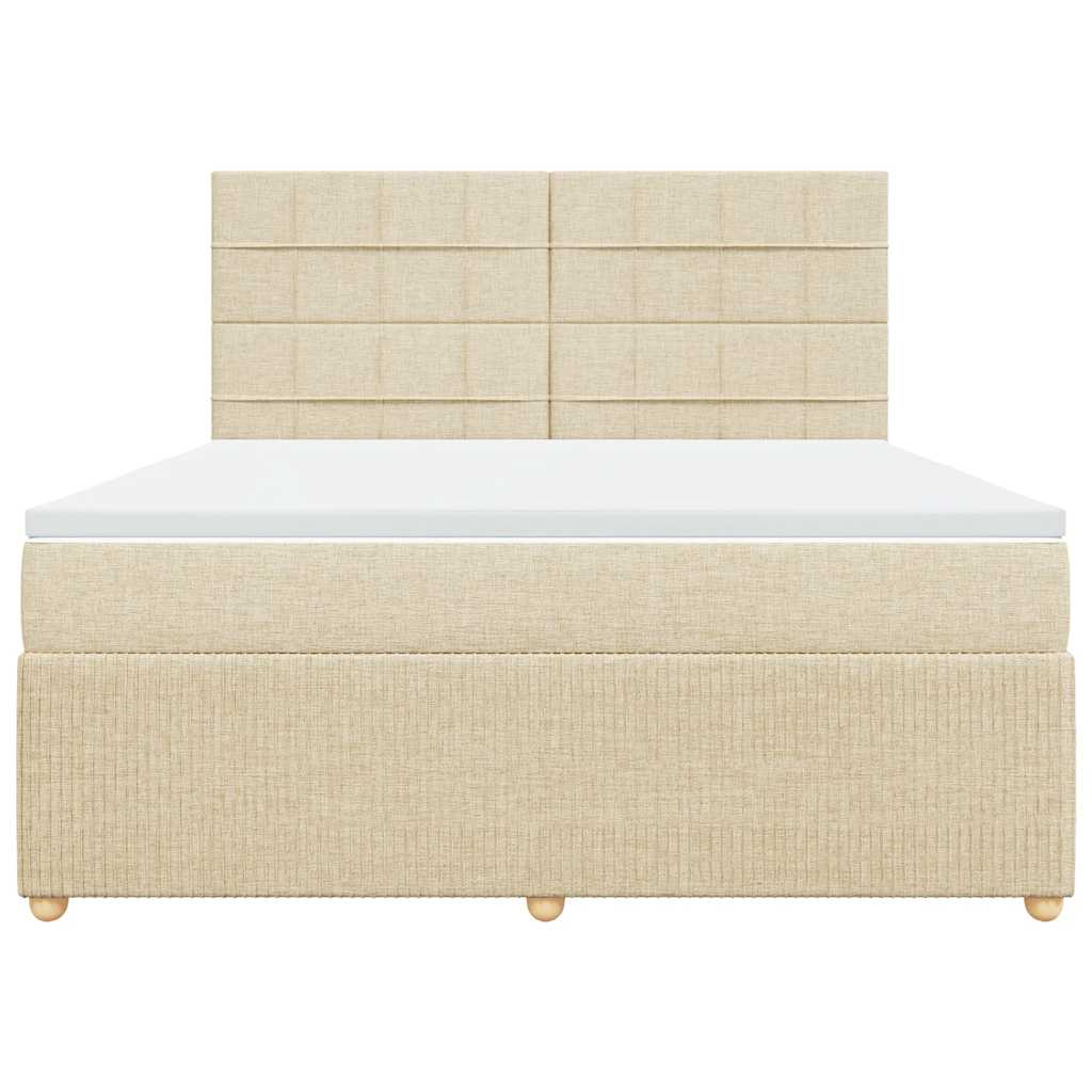 Κρεβάτι Boxspring με Στρώμα Κρεμ 180x200 εκ. Υφασμάτινο