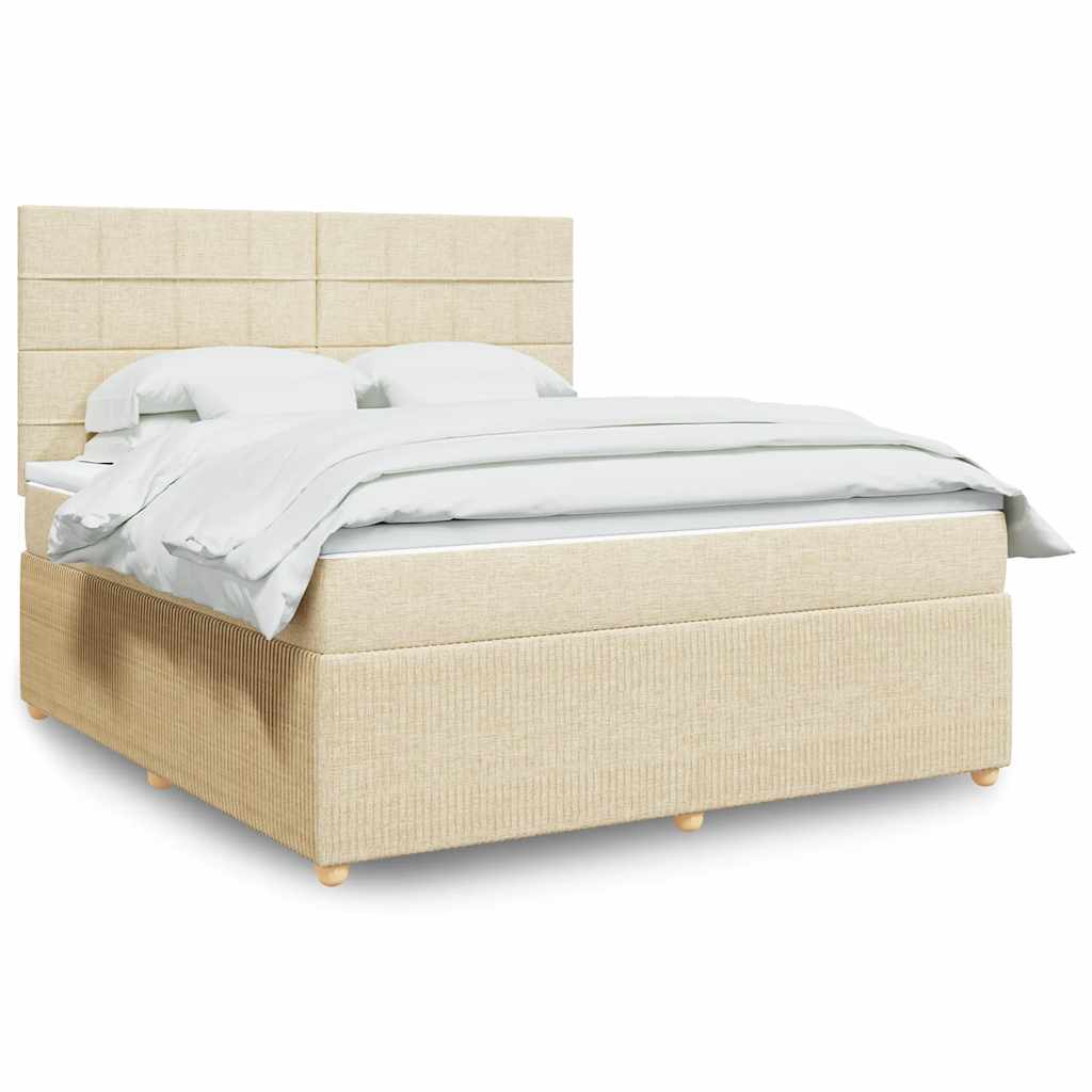 Κρεβάτι Boxspring με Στρώμα Κρεμ 180x200 εκ. Υφασμάτινο
