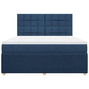 Κρεβάτι Boxspring με Στρώμα Μπλε 180x200 εκ. Υφασμάτινο - Pakobazaar