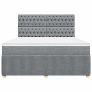 Κρεβάτι Boxspring με Στρώμα Ανοιχτό Γκρι 180x200 εκ. Υφασμάτινο - Pakobazaar