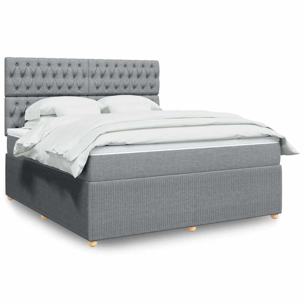 Κρεβάτι Boxspring με Στρώμα Ανοιχτό Γκρι 180x200 εκ. Υφασμάτινο - Pakobazaar