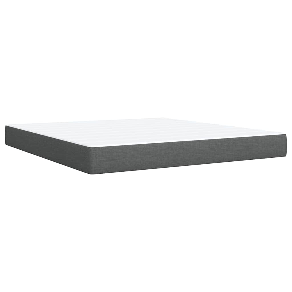 Κρεβάτι Boxspring με Στρώμα Σκούρο Γκρι 180x200 εκ Υφασμάτιν - Pakobazaar