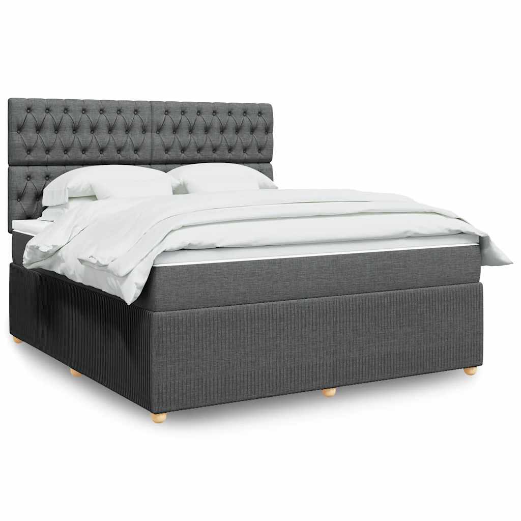 Κρεβάτι Boxspring με Στρώμα Σκούρο Γκρι 180x200 εκ Υφασμάτιν - Pakobazaar