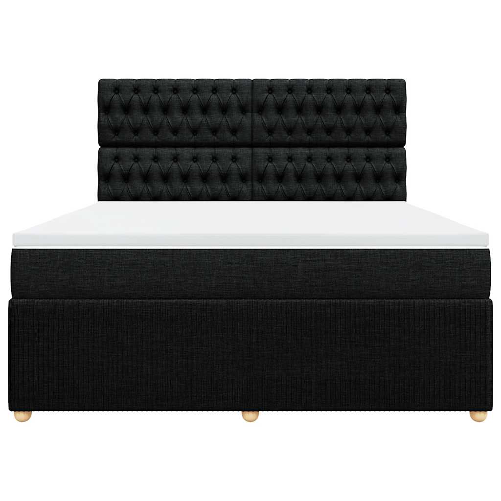 Κρεβάτι Boxspring με Στρώμα Μαύρο 180x200 εκ. Υφασμάτινο - Pakobazaar