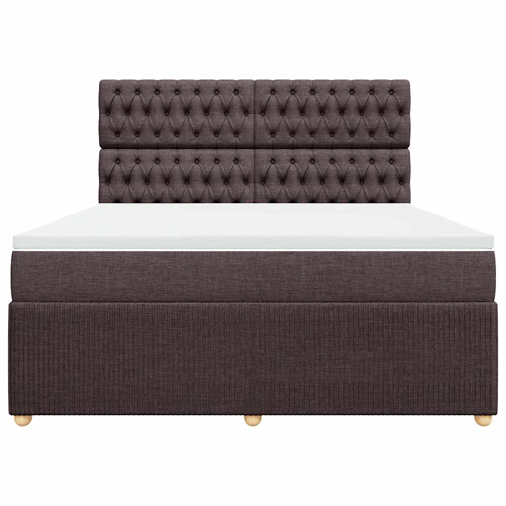 Κρεβάτι Boxspring με Στρώμα Σκούρο Καφέ 180x200 εκ Υφασμάτινο - Pakobazaar