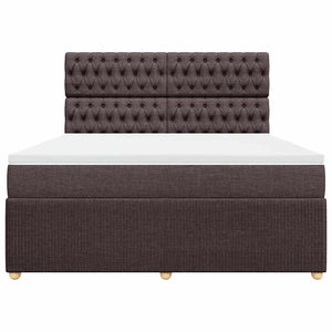Κρεβάτι Boxspring με Στρώμα Σκούρο Καφέ 180x200 εκ Υφασμάτινο - Pakobazaar