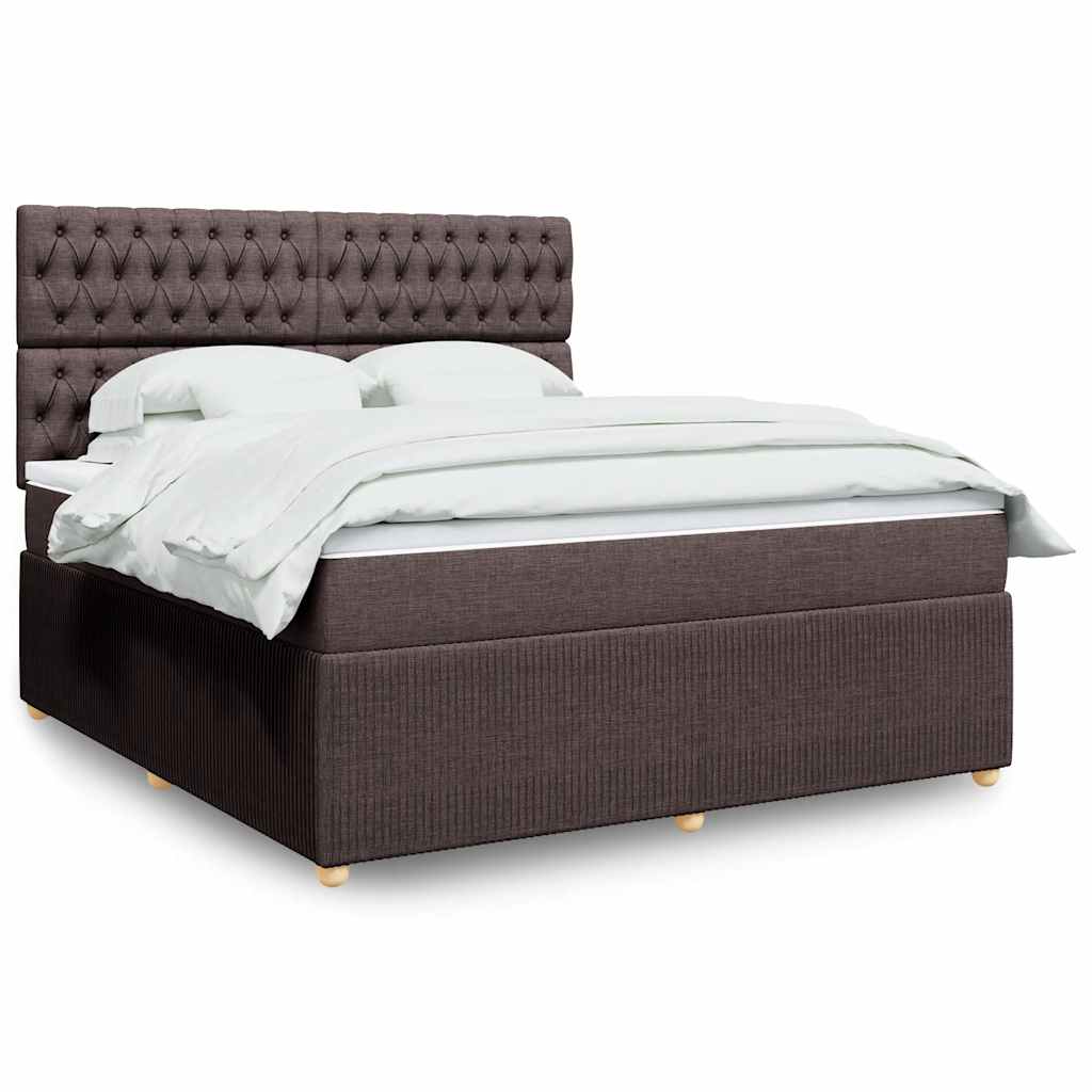 Κρεβάτι Boxspring με Στρώμα Σκούρο Καφέ 180x200 εκ Υφασμάτινο - Pakobazaar