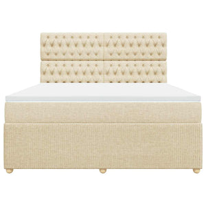 Κρεβάτι Boxspring με Στρώμα Κρεμ 180x200 εκ. Υφασμάτινο - Pakobazaar