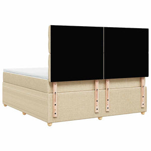 Κρεβάτι Boxspring με Στρώμα Κρεμ 180x200 εκ. Υφασμάτινο - Pakobazaar