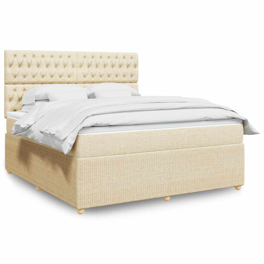 Κρεβάτι Boxspring με Στρώμα Κρεμ 180x200 εκ. Υφασμάτινο - Pakobazaar
