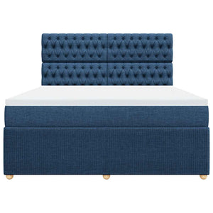 Κρεβάτι Boxspring με Στρώμα Μπλε 180x200 εκ. Υφασμάτινο
