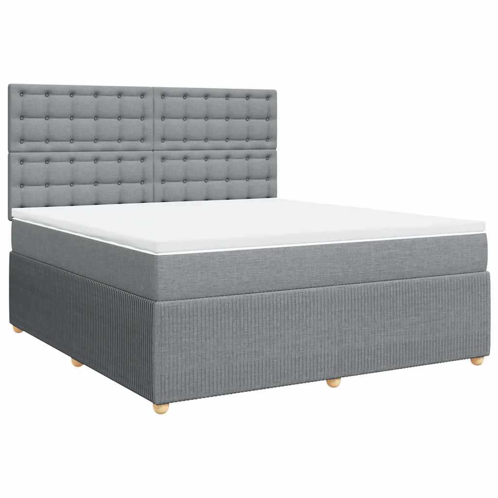 Κρεβάτι Boxspring με Στρώμα Ανοιχτό Γκρι 180x200 εκ. Υφασμάτινο - Pakobazaar