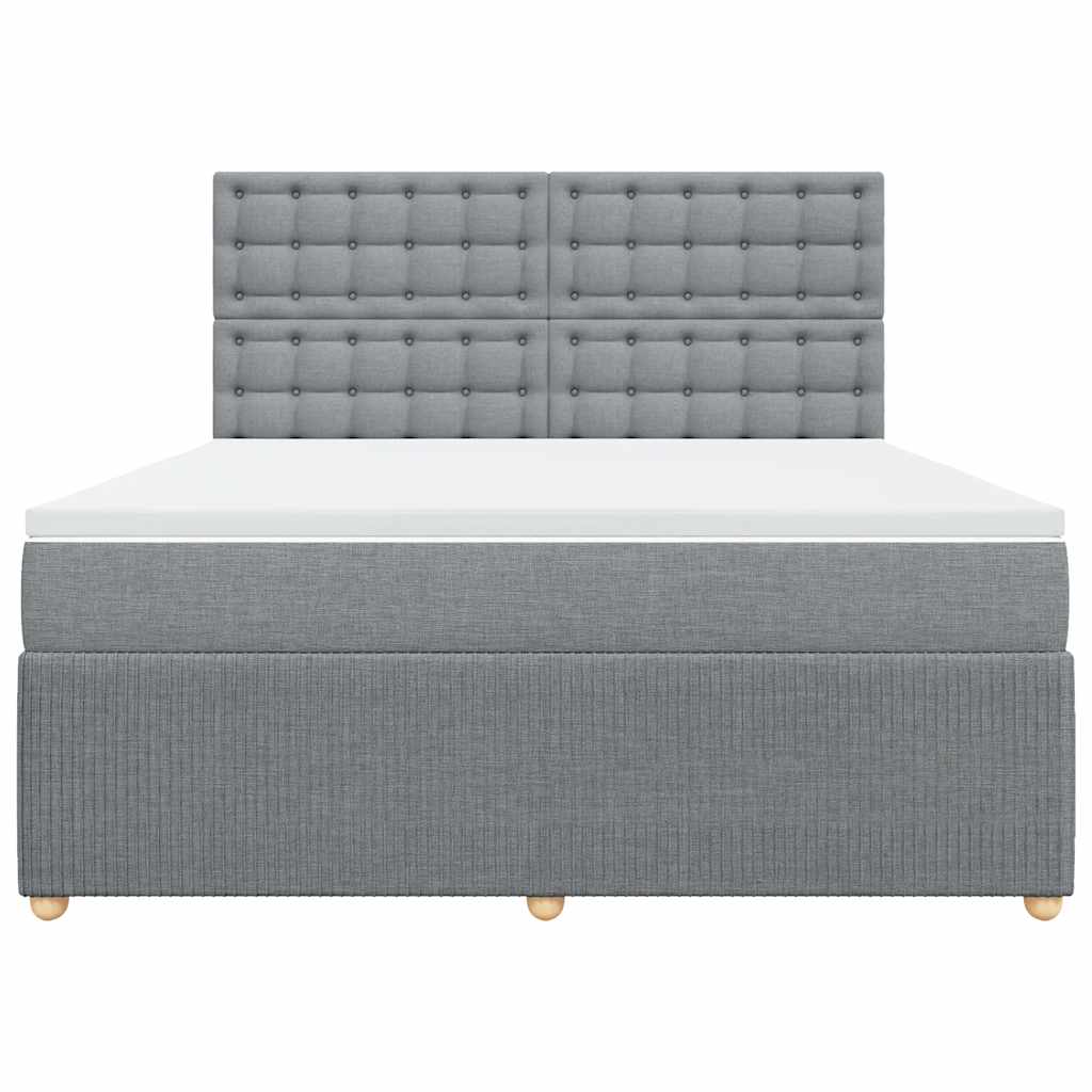 Κρεβάτι Boxspring με Στρώμα Ανοιχτό Γκρι 180x200 εκ. Υφασμάτινο - Pakobazaar