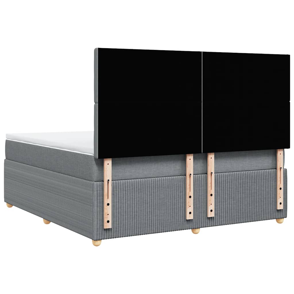 Κρεβάτι Boxspring με Στρώμα Ανοιχτό Γκρι 180x200 εκ. Υφασμάτινο - Pakobazaar