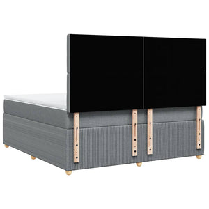 Κρεβάτι Boxspring με Στρώμα Ανοιχτό Γκρι 180x200 εκ. Υφασμάτινο - Pakobazaar