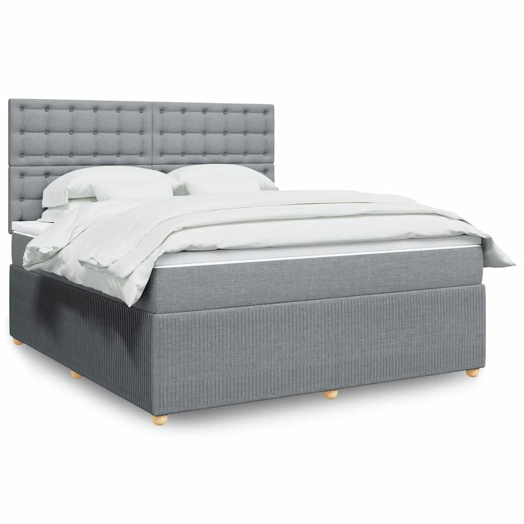 Κρεβάτι Boxspring με Στρώμα Ανοιχτό Γκρι 180x200 εκ. Υφασμάτινο - Pakobazaar