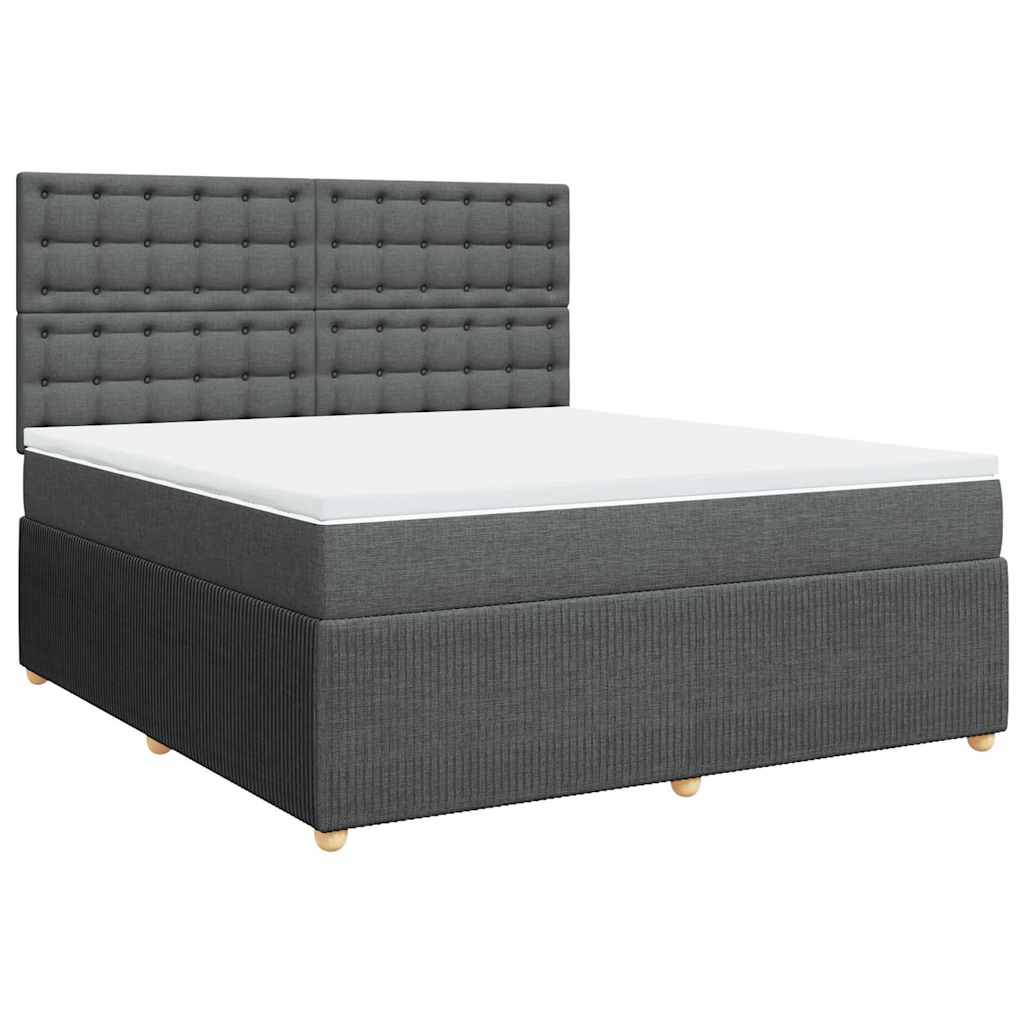 Κρεβάτι Boxspring με Στρώμα Σκούρο Γκρι 180x200 εκ Υφασμάτιν - Pakobazaar