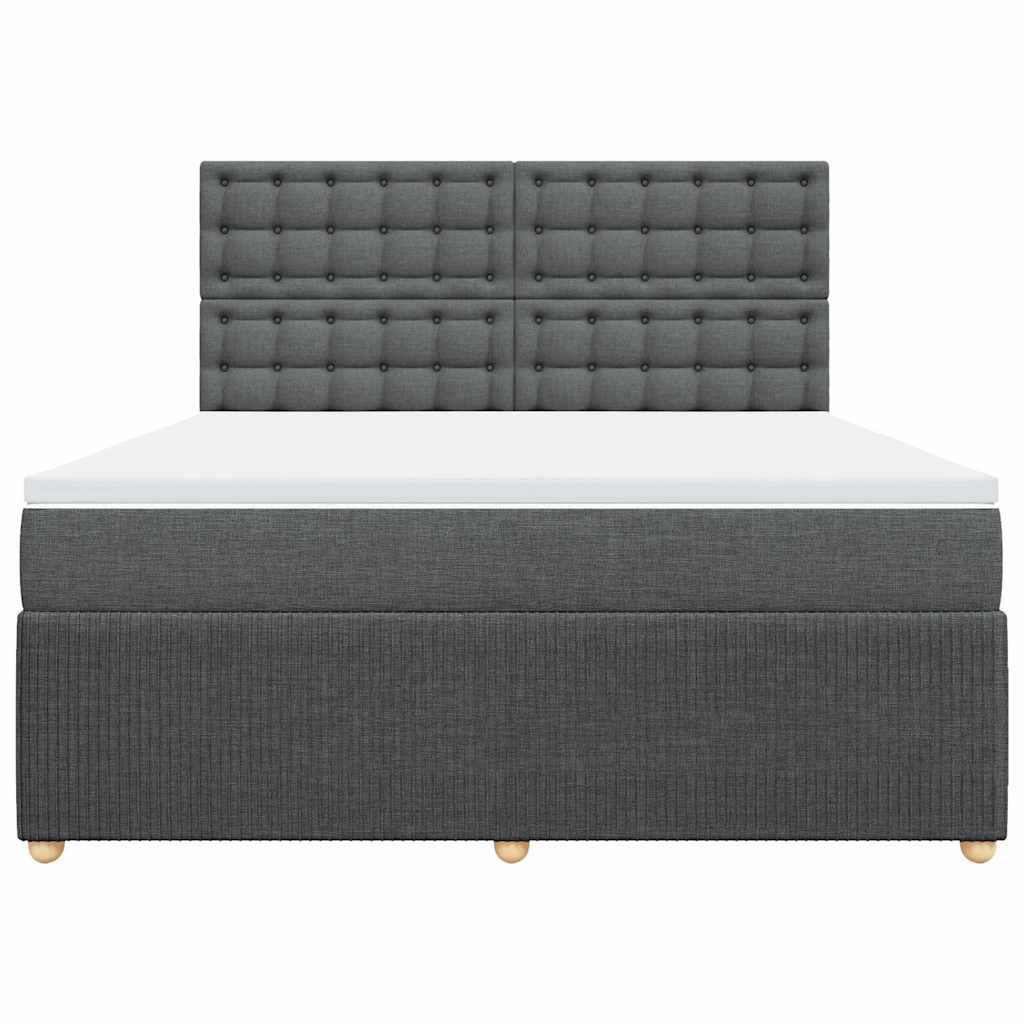 Κρεβάτι Boxspring με Στρώμα Σκούρο Γκρι 180x200 εκ Υφασμάτιν - Pakobazaar