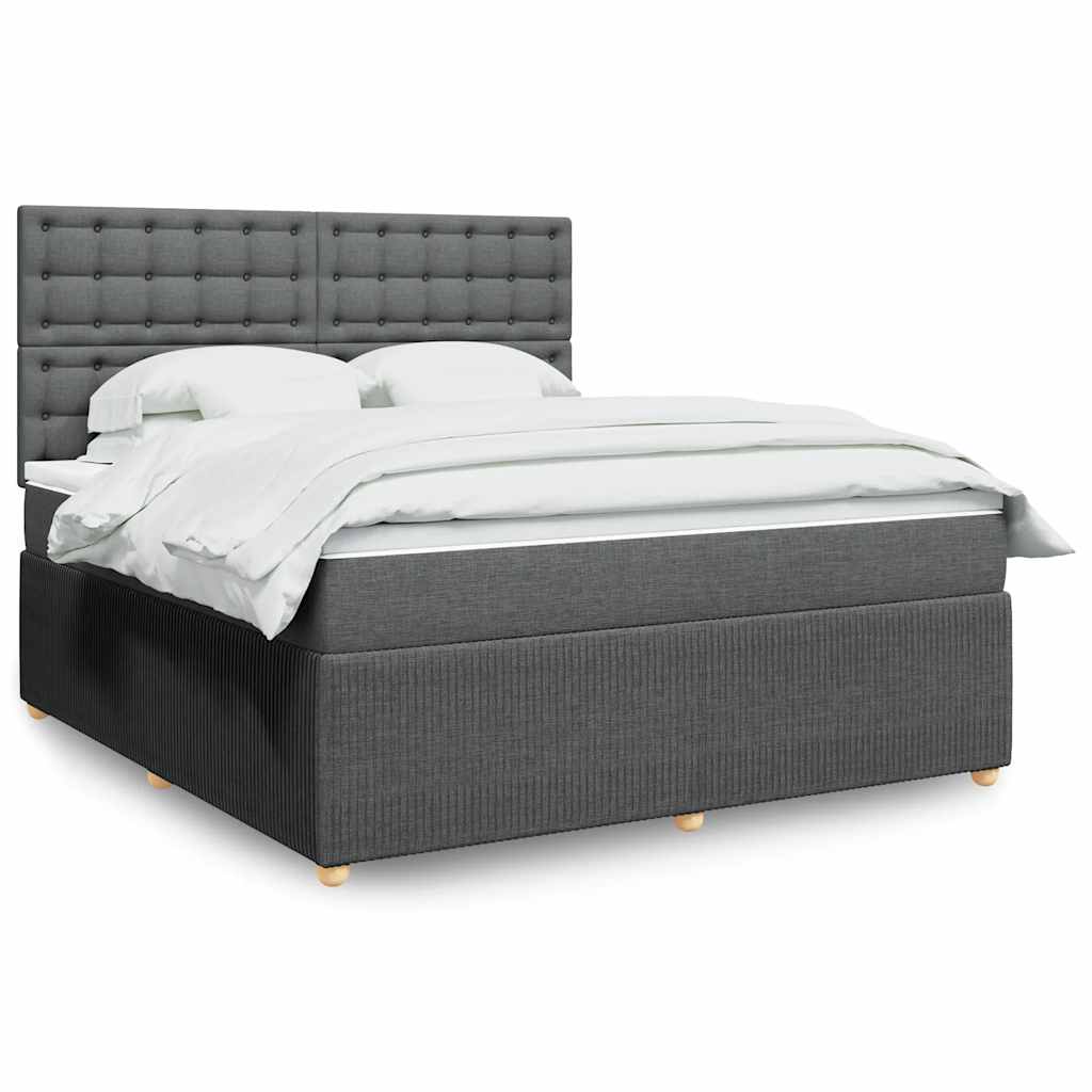Κρεβάτι Boxspring με Στρώμα Σκούρο Γκρι 180x200 εκ Υφασμάτιν - Pakobazaar