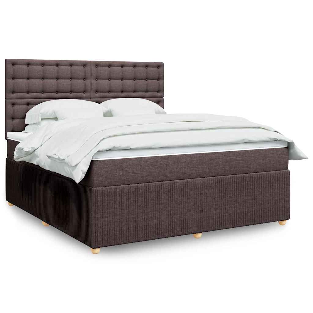 Κρεβάτι Boxspring με Στρώμα Σκούρο Καφέ 180x200 εκ Υφασμάτινο - Pakobazaar