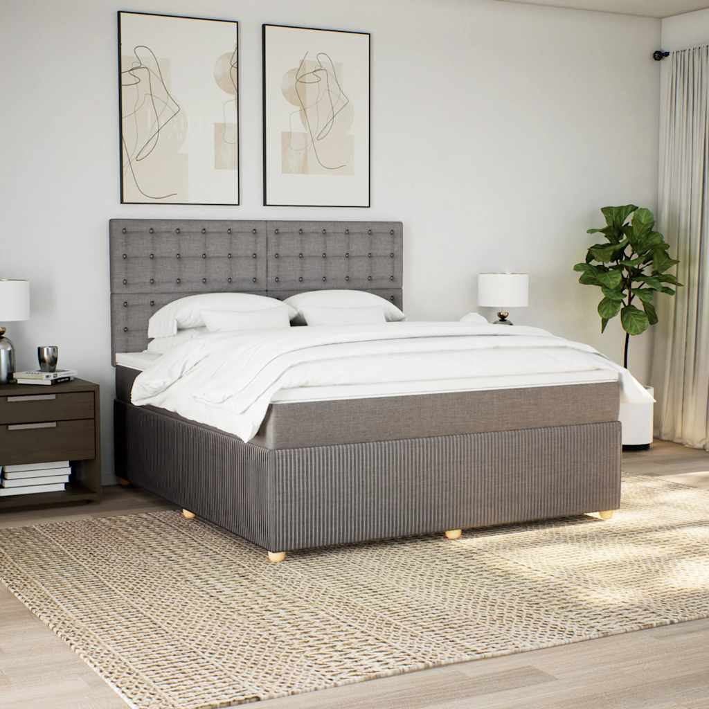 Κρεβάτι Boxspring με Στρώμα Taupe 180x200 εκ. Υφασμάτινο - Pakobazaar