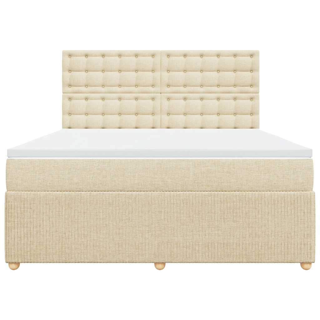 Κρεβάτι Boxspring με Στρώμα Κρεμ 180x200 εκ. Υφασμάτινο