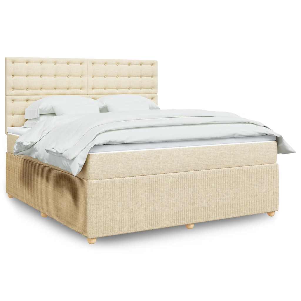 Κρεβάτι Boxspring με Στρώμα Κρεμ 180x200 εκ. Υφασμάτινο