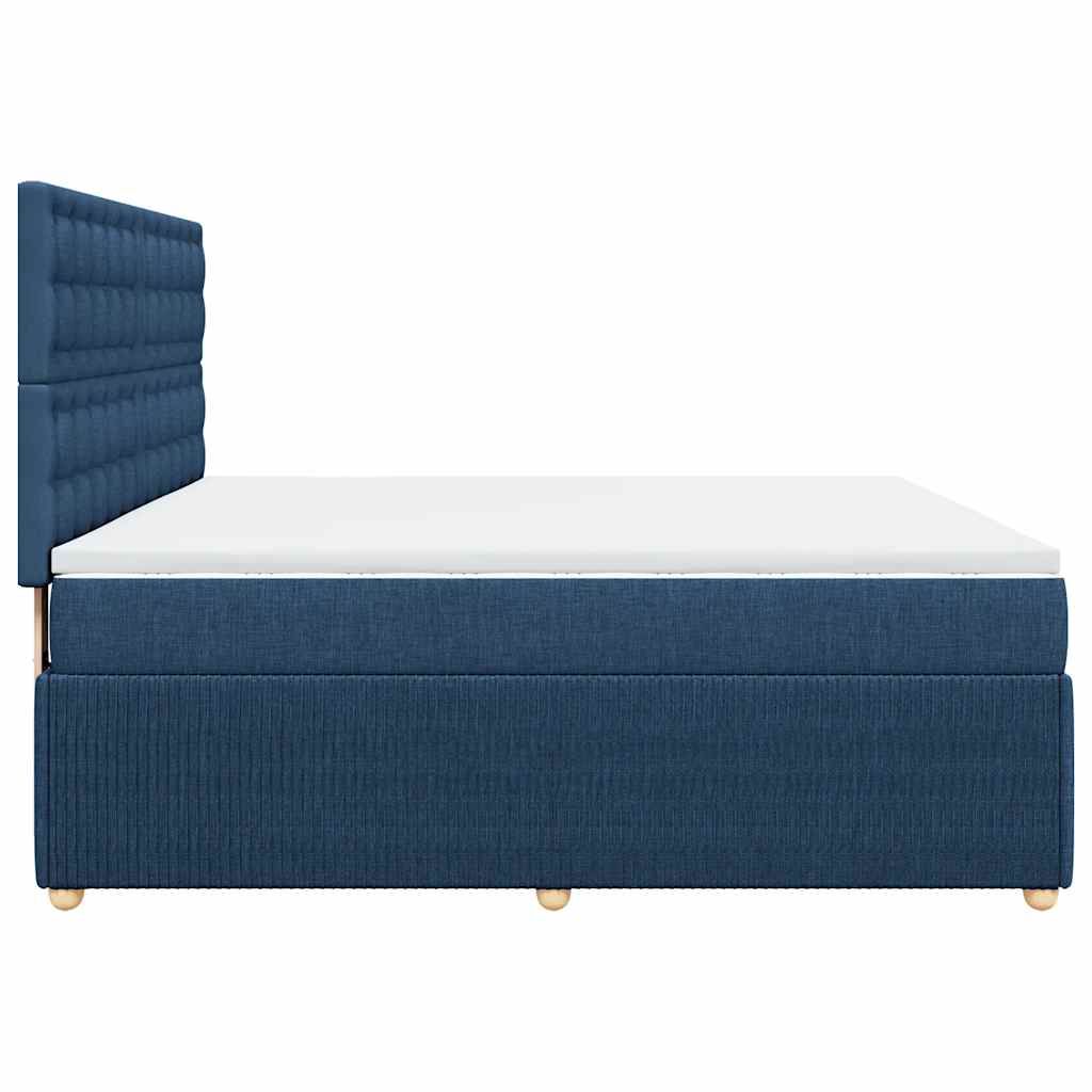 Κρεβάτι Boxspring με Στρώμα Μπλε 180x200 εκ. Υφασμάτινο - Pakobazaar