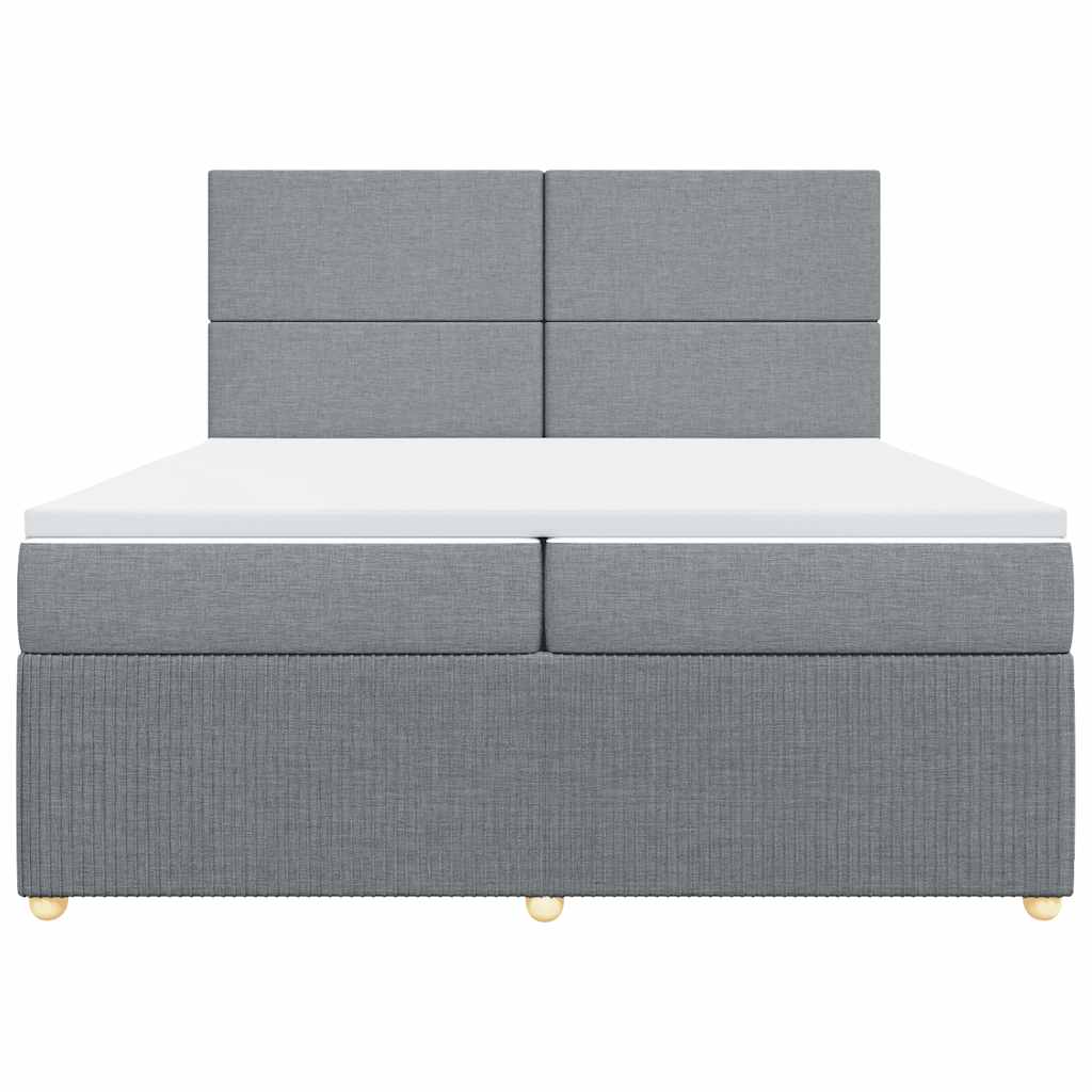 Κρεβάτι Boxspring με Στρώμα Ανοιχτό Γκρι 200x200 εκ. Υφασμάτινο - Pakobazaar