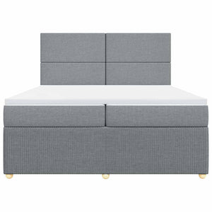 Κρεβάτι Boxspring με Στρώμα Ανοιχτό Γκρι 200x200 εκ. Υφασμάτινο - Pakobazaar