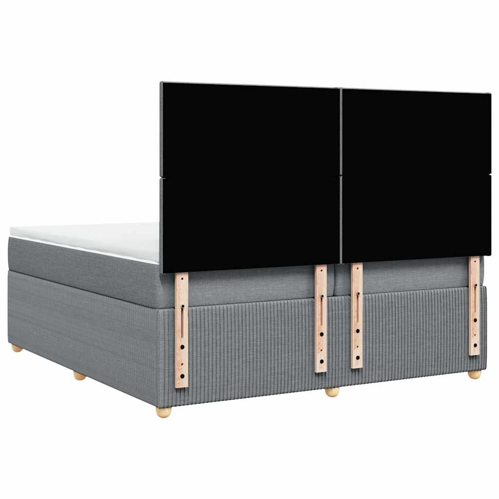 Κρεβάτι Boxspring με Στρώμα Ανοιχτό Γκρι 200x200 εκ. Υφασμάτινο - Pakobazaar