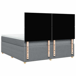 Κρεβάτι Boxspring με Στρώμα Ανοιχτό Γκρι 200x200 εκ. Υφασμάτινο - Pakobazaar