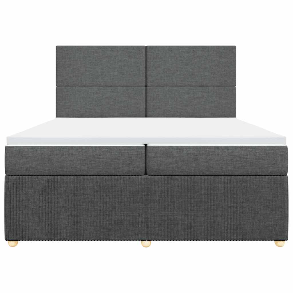 Κρεβάτι Boxspring με Στρώμα Σκούρο Γκρι 200x200 εκ. Υφασμάτινο - Pakobazaar