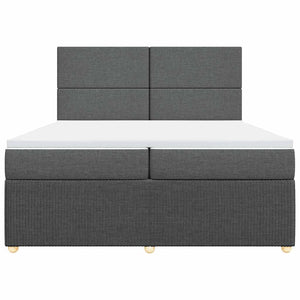 Κρεβάτι Boxspring με Στρώμα Σκούρο Γκρι 200x200 εκ. Υφασμάτινο - Pakobazaar