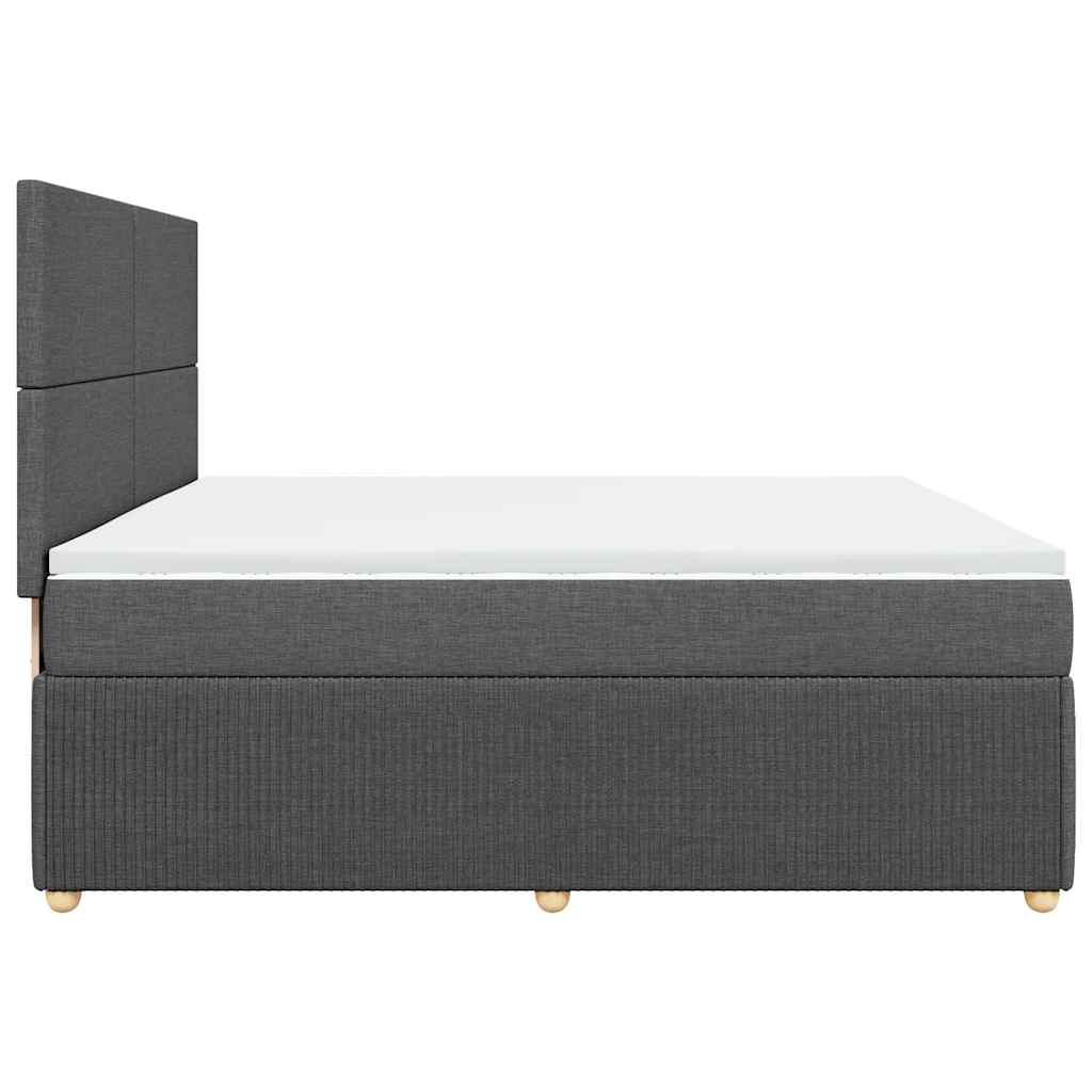 Κρεβάτι Boxspring με Στρώμα Σκούρο Γκρι 200x200 εκ. Υφασμάτινο - Pakobazaar