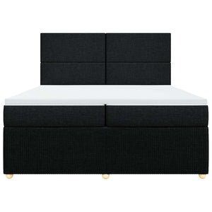 Κρεβάτι Boxspring με Στρώμα Μαύρο 200x200 εκ. Υφασμάτινο - Pakobazaar