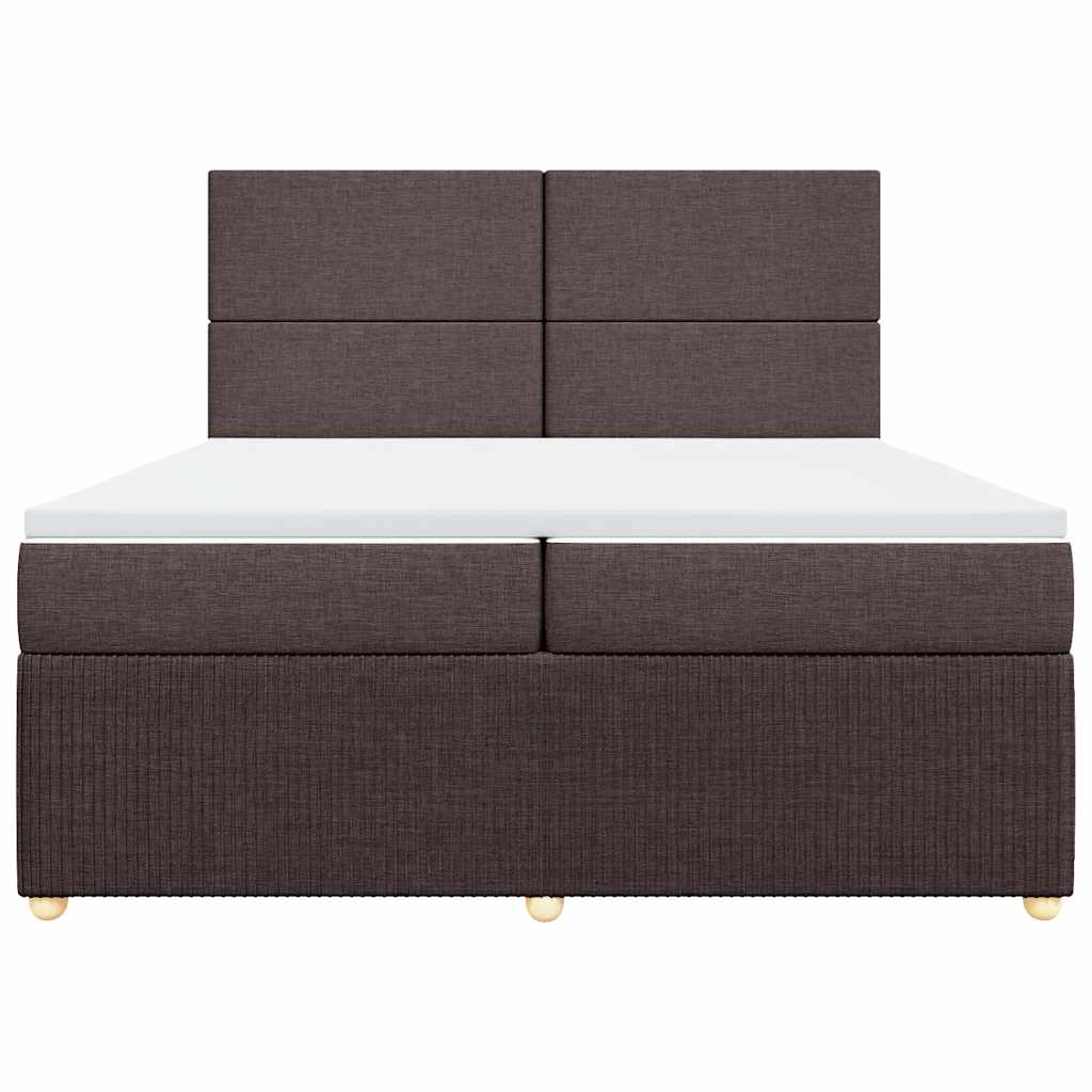 Κρεβάτι Boxspring με Στρώμα Σκούρο Καφέ 200x200 εκ. Υφασμάτινο - Pakobazaar