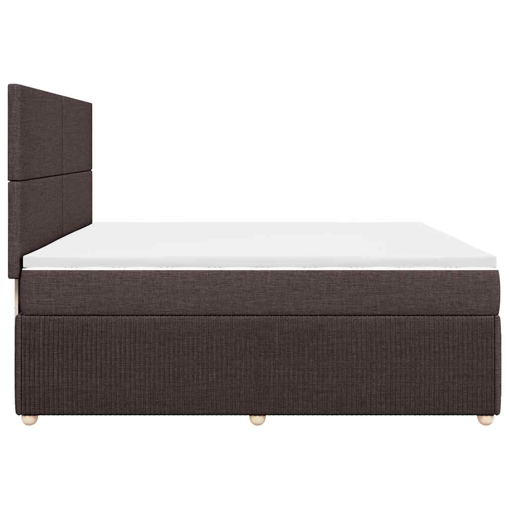 Κρεβάτι Boxspring με Στρώμα Σκούρο Καφέ 200x200 εκ. Υφασμάτινο - Pakobazaar