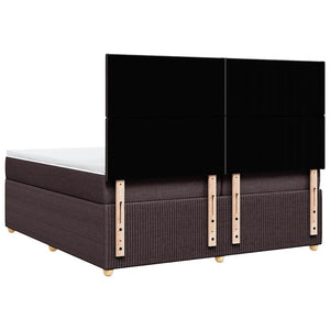 Κρεβάτι Boxspring με Στρώμα Σκούρο Καφέ 200x200 εκ. Υφασμάτινο - Pakobazaar